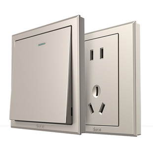 西蒙86型开关插座面板E3香槟金色电源墙壁开关一开双控二开单控