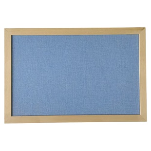 浅蓝色麻布实木框软木板照片墙留言板展示板幼儿园墙报背景板告示