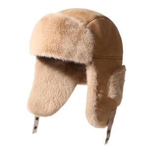 CACUSS户外防寒雷锋帽女新款加绒加厚护耳帽子男冬季皮毛一体滑雪
