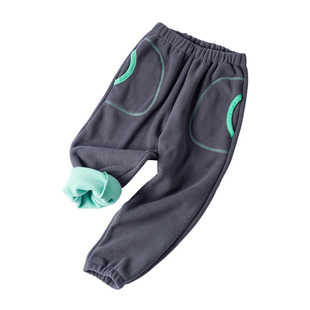 儿童裤子男童摇粒绒长裤抓绒保暖运动裤加绒加厚女童束脚裤秋冬季