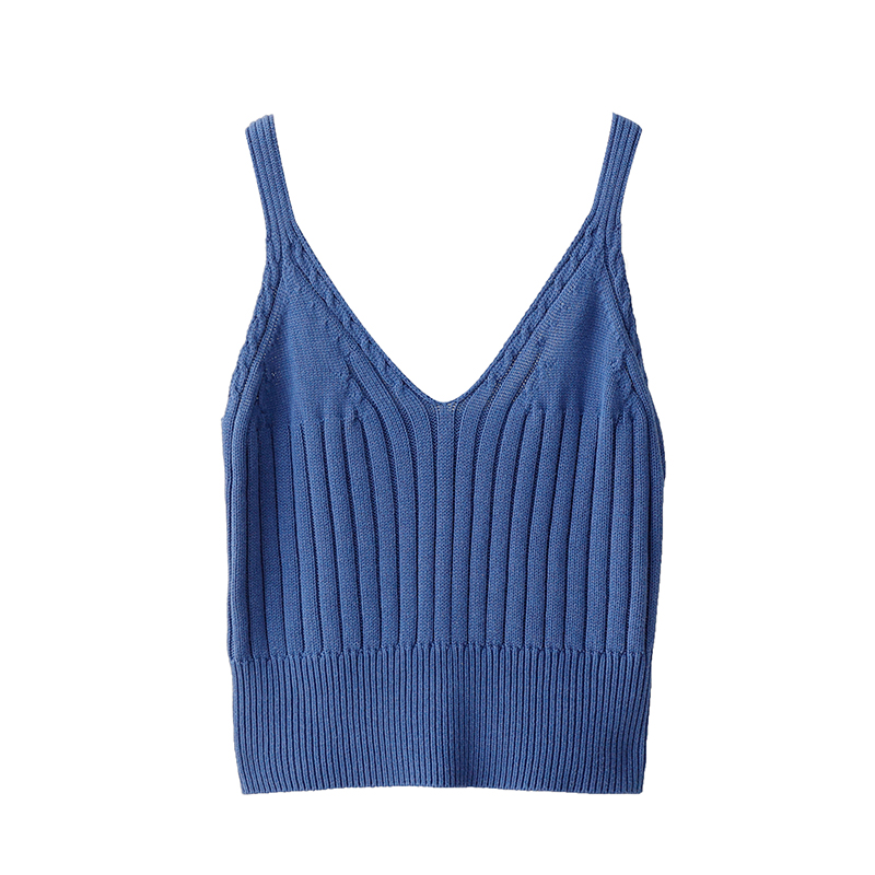创宙 VIMI原创设计甜美针织背心女装性感夏季外穿吊带裹胸低胸元气上衣