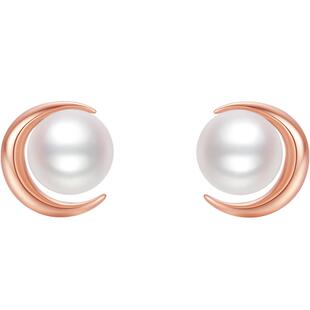 周六福18K金珍珠耳饰女款淡水珍珠优雅珍珠耳钉送女友新年礼物