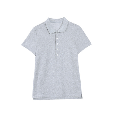 高知穿搭polo领正肩短袖T恤女