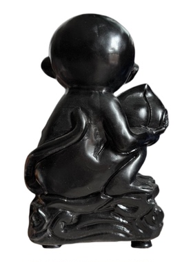 天然原石黑色猴子摆件十二生肖猴