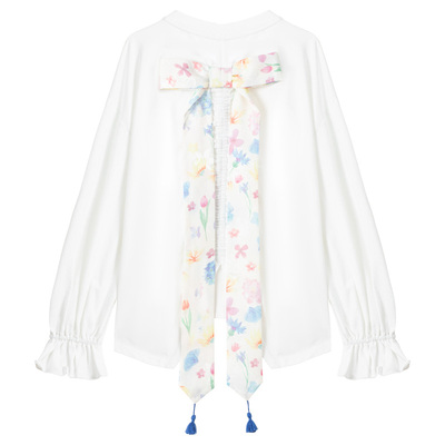 KEIKO蝴蝶结飘带碎花短袖T恤