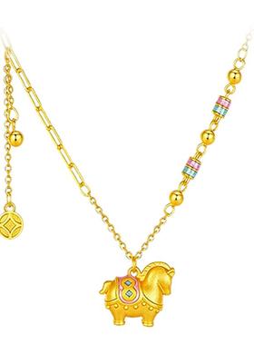 中国珠宝925银招财小马项链女