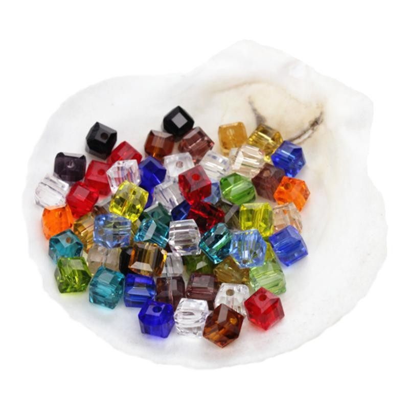 8mm镀金玻璃珠子彩色散珠方块方糖方形水晶珠饰品diy手工串珠材料