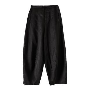 香云纱裤子2026春新款真丝桑蚕丝复古宽松大码高腰半松紧阔腿裤女