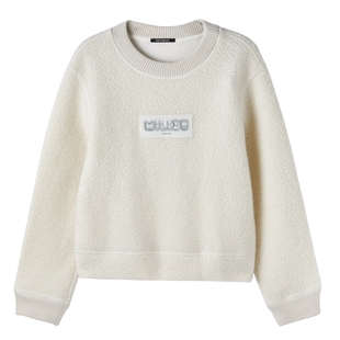 U/TI联名款米白色短款高腰卫衣女毛绒感百搭上衣尤缇时尚春季新款