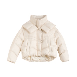 2025冬季新品新中式盘扣羽绒服女短款小个子面包服披肩保暖外套潮