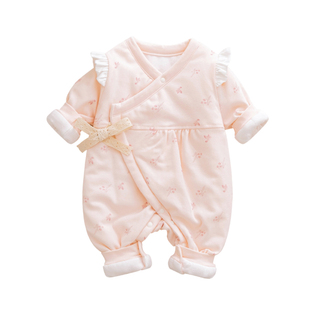 新生婴儿连体衣秋冬季夹棉初生女宝宝衣服纯棉衣哈衣爬服洋气外穿