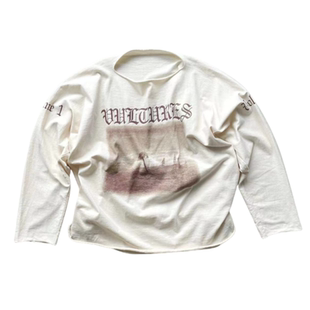 KANYE Vultures专辑周边限定字母印花高街美式休闲复古长袖T恤Tee