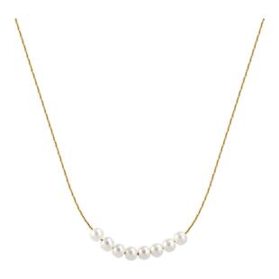 小众设计轻奢人造珍珠微笑项链镀18k金锁骨链礼物送礼2026年新款