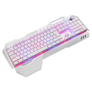 真机械手感复古牧马人电脑台式电竞游戏金属键盘白光薄膜静音手托