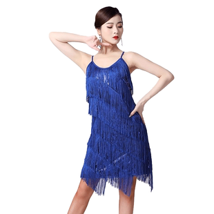 拉丁舞演出服成人性感舞蹈练习表演拉丁舞服装练功服流苏拉丁舞裙