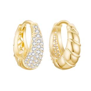 EAUFLORA星轨耳环耳圈2025新款轻奢百搭金银色锆石耳钉女款耳饰