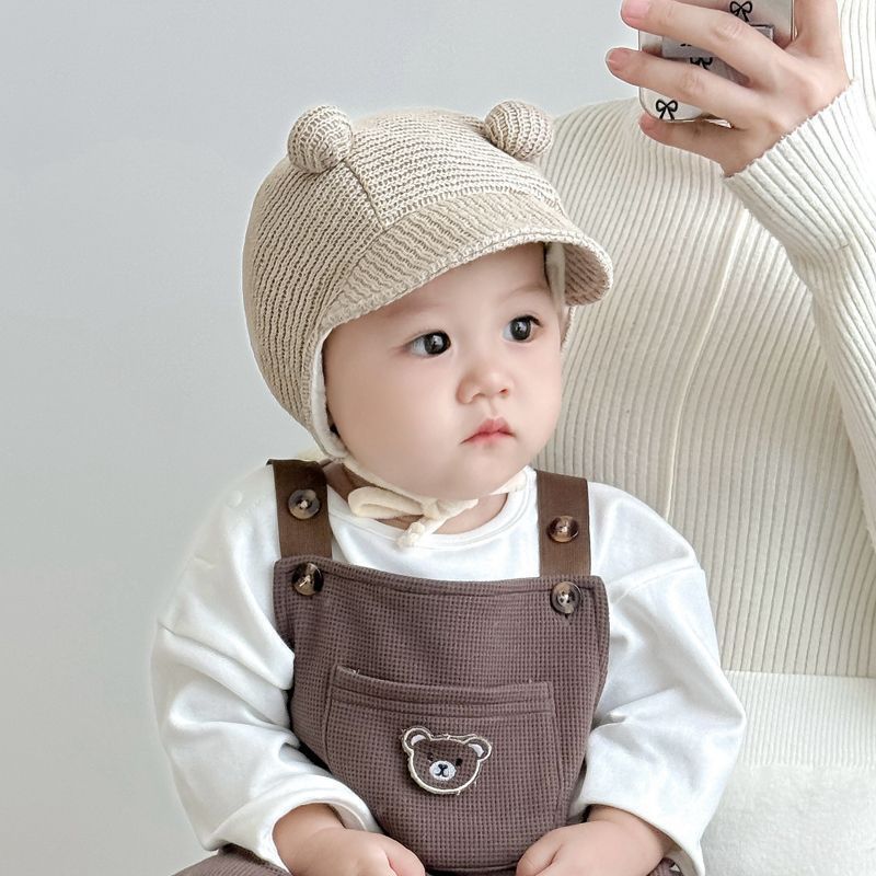 婴儿帽子春秋款胎帽宝宝针织帽可爱护囟门帽婴幼儿秋冬季护耳保暖