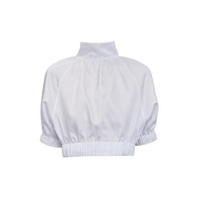 MORDORF高腰时尚高领泡泡袖衬衫