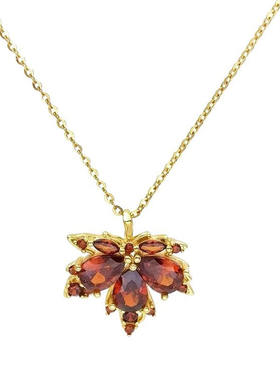 气质冷淡风日韩新款红色枫叶项链