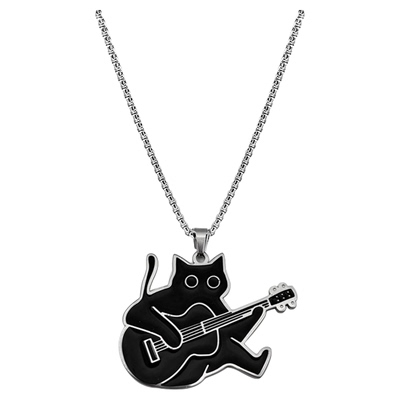 WHYBLUE原创弹吉他黑猫项链