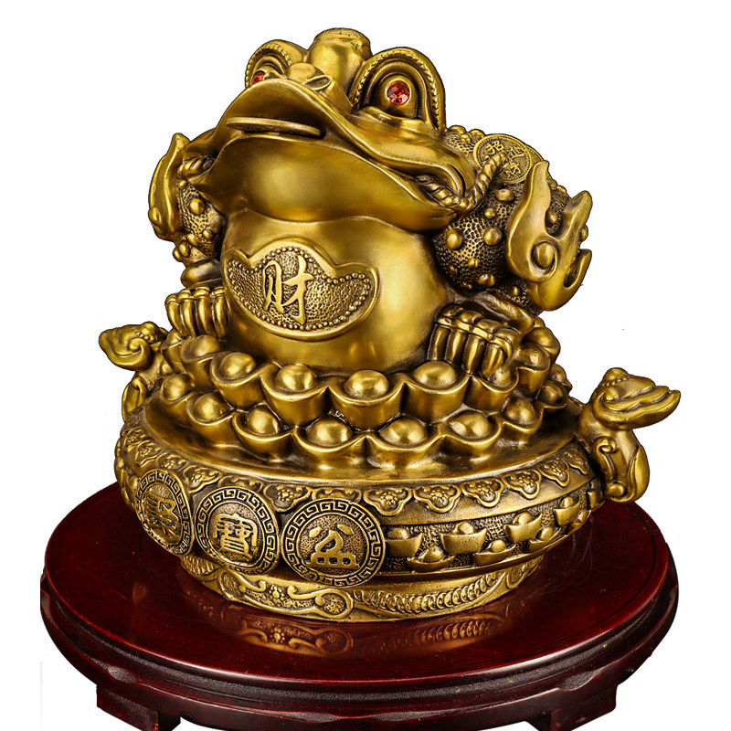 金蟾纯铜小号三角金蟾蜍聚财三足