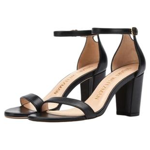 SW NEARLYNUDE  通勤一字带搭扣圆头高跟露趾时尚凉鞋女