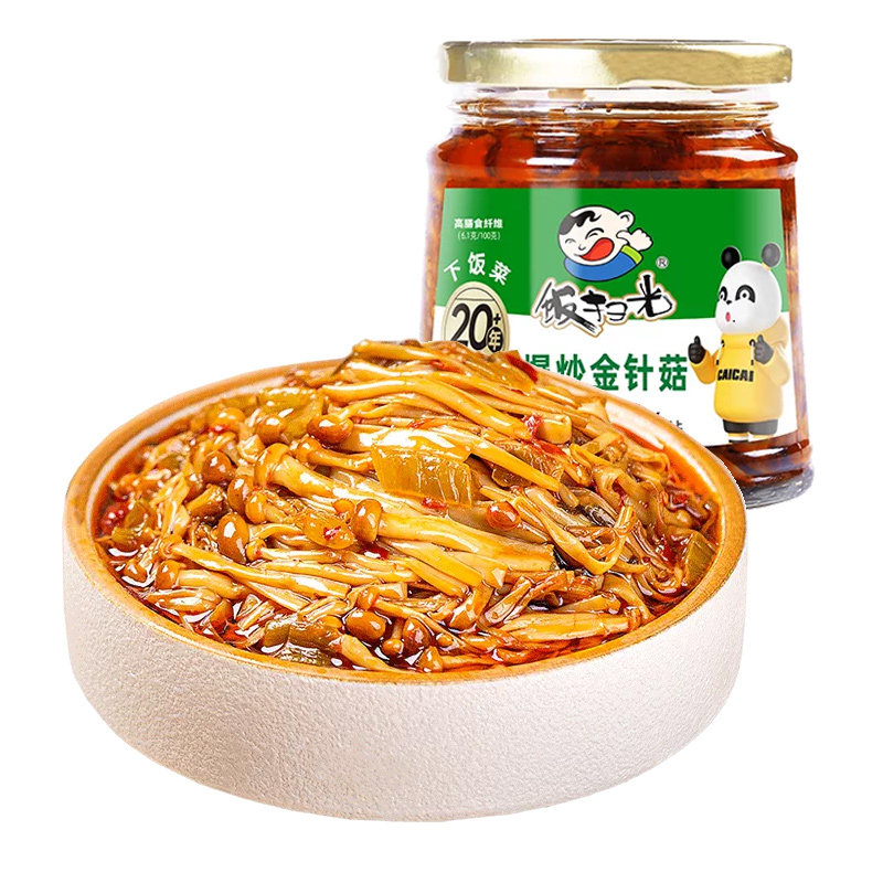 饭扫光下饭菜爆炒金针菇280g瓶装四川特产下饭酱拌饭即食香辣咸菜