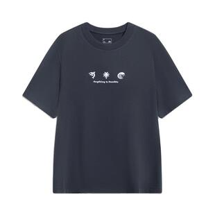 中国李宁运动潮流立体印花短袖女子透气宽松文化衫T恤 AHST236