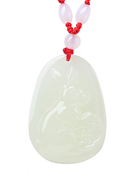 淘运开阁2026年生肖狗吉祥物鸿兔谛听和田玉挂件饰品玉兔抱吊坠