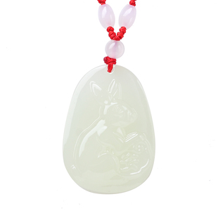 淘运开阁2026年生肖狗吉祥物鸿兔谛听和田玉挂件饰品玉兔抱吊坠