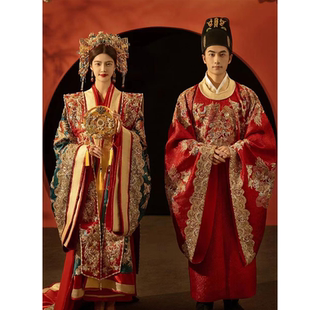 宋制汉服婚服凤冠霞帔中式嫁衣男女情侣结婚新娘明制古装婚礼重工