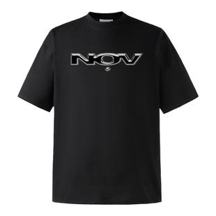 NOVACAM 夏季新款字母印花LOGO美式高街cleanfit国潮基础短袖T恤
