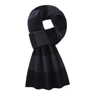 鄂尔多斯市100%羊绒围巾男士冬季格子加厚百搭高档羊毛围脖男韩版