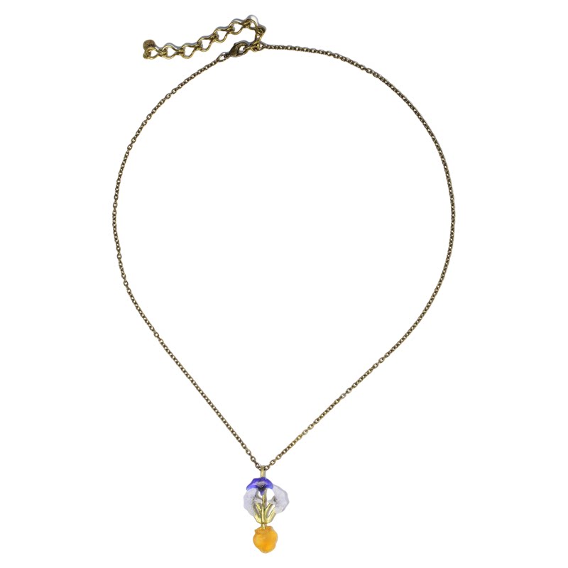 MichaelMichaud梵高鸢尾花锁骨项链女吊坠小众设计毛衣链女友礼物