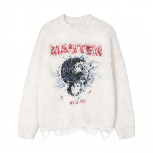 明星同款 INXX软糯慵懒圆领套头毛衣男女冬季宽松设计感针织衫