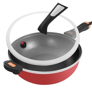 电炒菜炒锅2200w一体锅电炒菜锅多功能家用电蒸煮一锅两用麦饭石