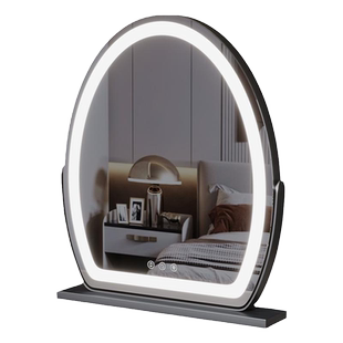 椭圆梳妆台化妆镜子带灯台式桌面led家用美容院宿舍智能高级感