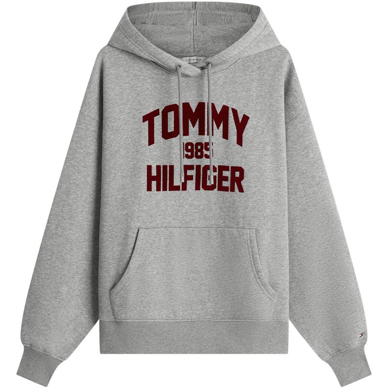 Tommy女装植绒字母连帽抓绒卫衣