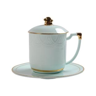 华光国瓷 青瓷办公杯水杯盖杯会议杯高档茶杯礼盒装 千峰翠色