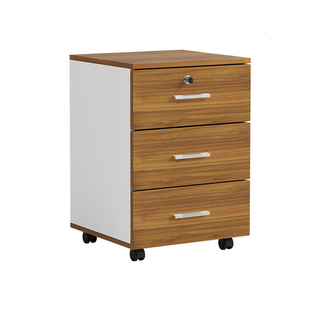 办公室木质文件柜带锁办公小柜子储物柜移动矮柜桌下三抽屉活动柜