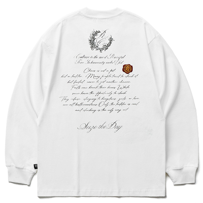 Remedy春秋新款国潮手写体印花宽松体恤美式潮牌邮戳长袖T恤男女