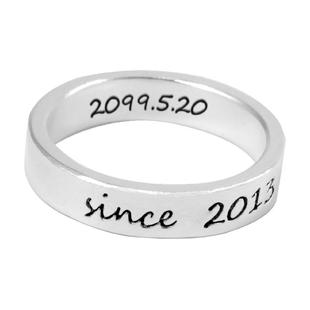 999足银定制戒指纯银情侣款刻字对戒银饰指环男女士diy小众镶嵌钻