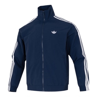 阿迪达斯三叶草蓝色外套男春季新款运动服男士正品立领夹克KE1365