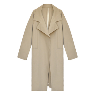 因由 潮流ROW风新款百搭翻领落肩茧型轻盈高级感长款风衣外套女