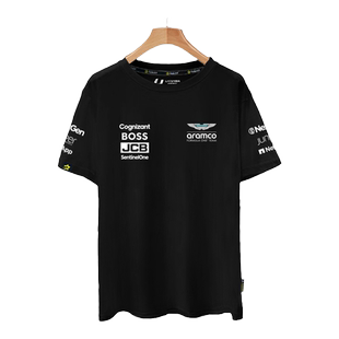 阿斯顿马丁F1车队服阿隆索赛车服汽车迷短袖t恤衫男女纯棉半袖体
