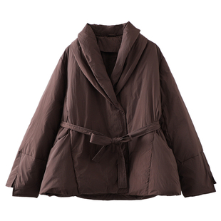 系腰带羽绒服女短款百搭显瘦气质洋气正品实拍90白鸭绒保暖外套韩