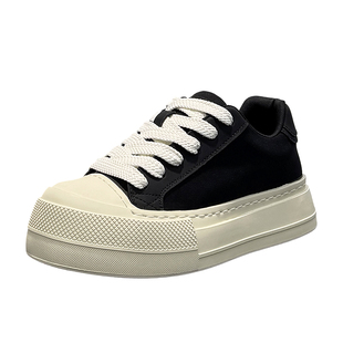 鞋子男百搭潮鞋2025布面透气板鞋韩版潮厚底增高鞋低帮系带休闲鞋