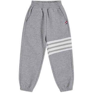 秋冬新款男女童卫裤运动裤小中大童洋气外贸四条杠休闲裤子纯棉