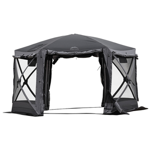 秋野地六角帐篷户外露营装备防晒防雨自动速开烟囱口大空间车尾帐