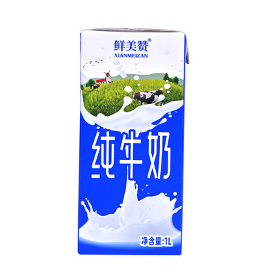 鲜美赞全脂纯牛奶1L*12盒早餐奶咖啡伴侣烘焙商用酸奶原料无盖装